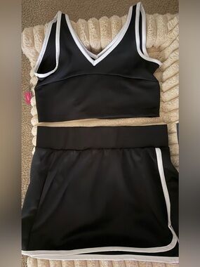 Black & White Sports Bralette and Skort Set
